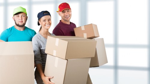 Packed moving boxes and furniture for a Plumstead relocation